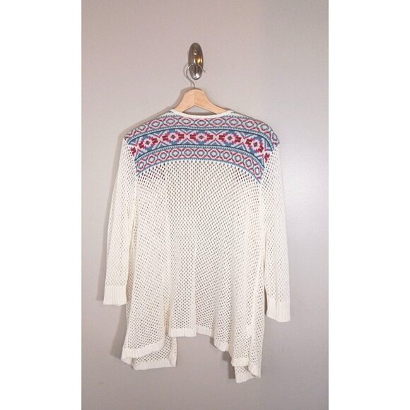 Eddie Bauer Crochet Coastal Beach Boho Open Cardigan Linen Blend Women's Size 2X - Picture 3 of 5